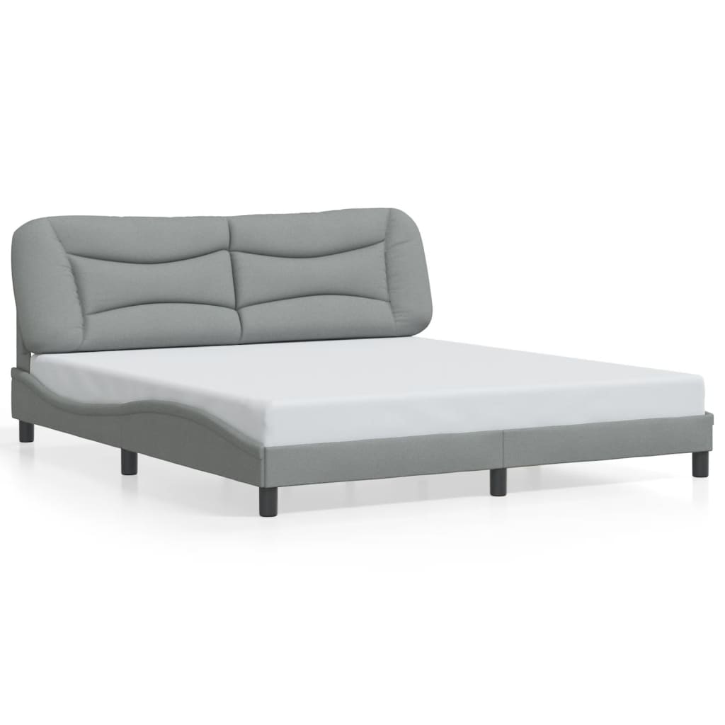 Bed Frame with LED without Mattress "Hvar" Light Grey 180x200 cm Fabric