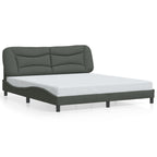 Bed Frame with LED without Mattress "Hvar" Dark Grey 180x200 cm Fabric