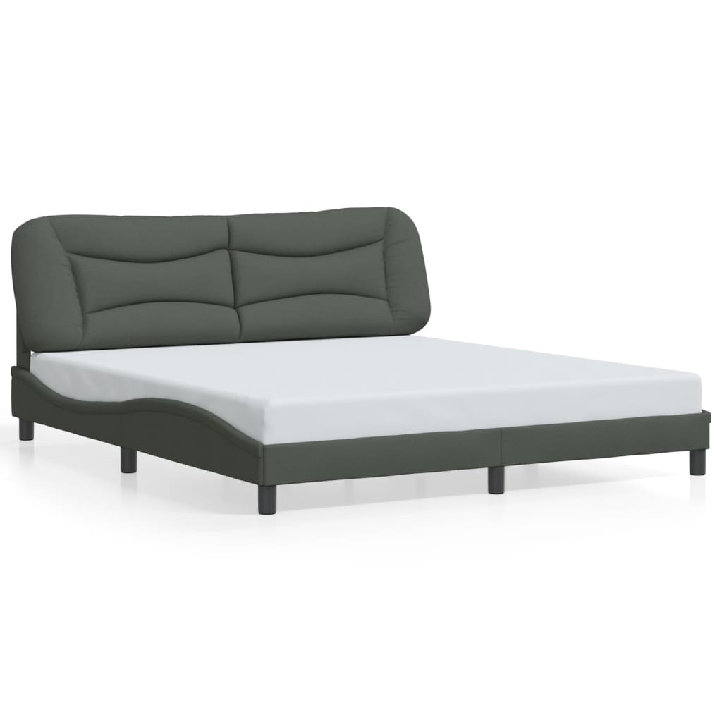 Bed Frame with LED without Mattress "Hvar" Dark Grey 180x200 cm Fabric