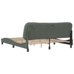 Bed Frame with LED without Mattress "Hvar" Dark Grey 180x200 cm Fabric