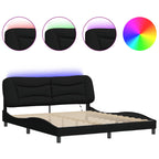 Bed Frame with LED without Mattress "Hvar" Black 180x200 cm Fabric