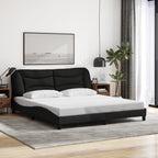 Bed Frame with LED without Mattress "Hvar" Black 180x200 cm Fabric