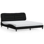 Bed Frame with LED without Mattress "Hvar" Black 180x200 cm Fabric