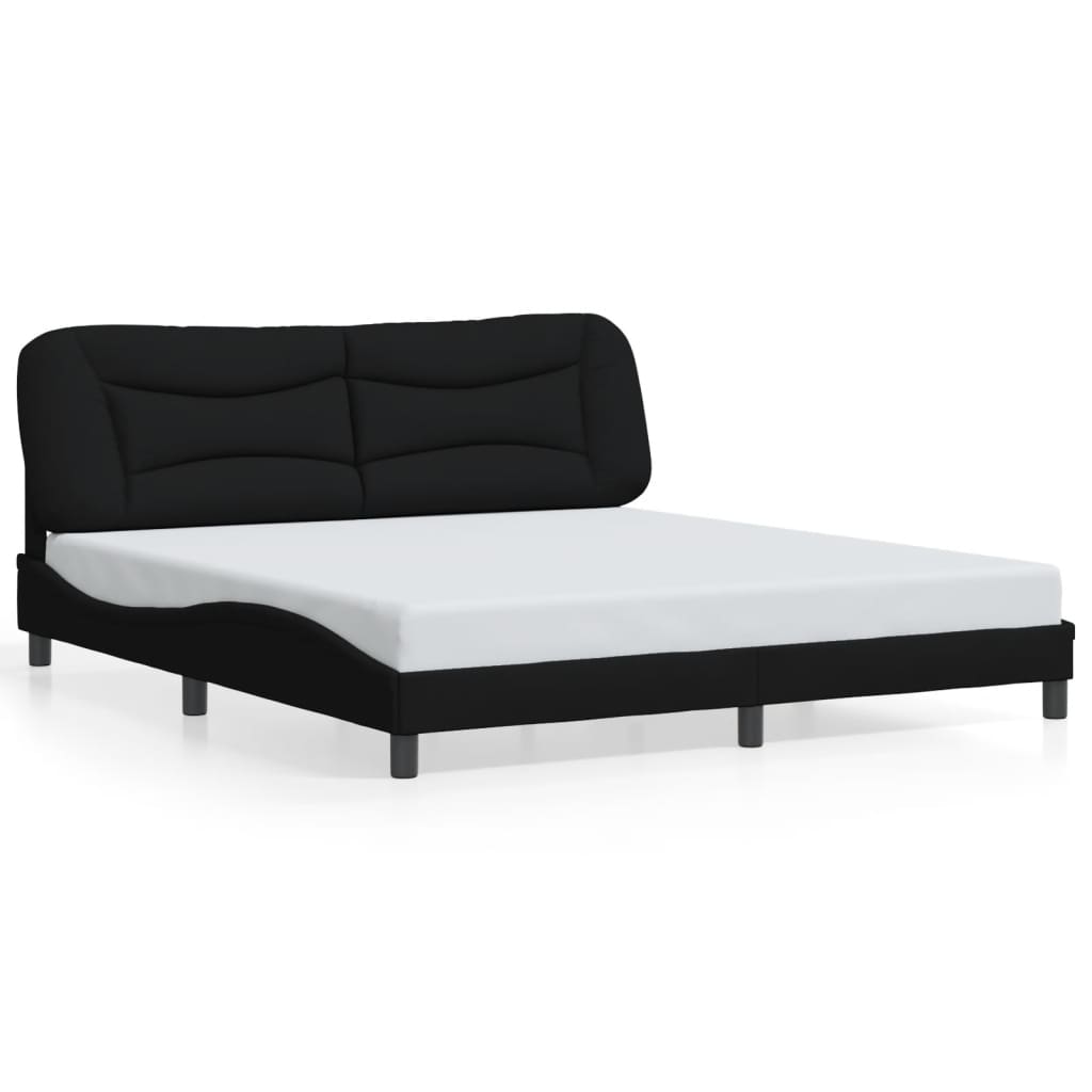 Bed Frame with LED without Mattress "Hvar" Black 180x200 cm Fabric