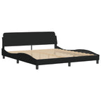 Bed Frame with LED without Mattress "Hvar" Black 180x200 cm Fabric