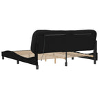 Bed Frame with LED without Mattress "Hvar" Black 180x200 cm Fabric