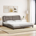 Bed Frame with LED without Mattress "Hvar" Taupe 180x200 cm Fabric