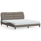 Bed Frame with LED without Mattress "Hvar" Taupe 180x200 cm Fabric
