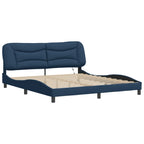 Bed Frame with LED without Mattress "Hvar" Blue 180x200 cm Fabric