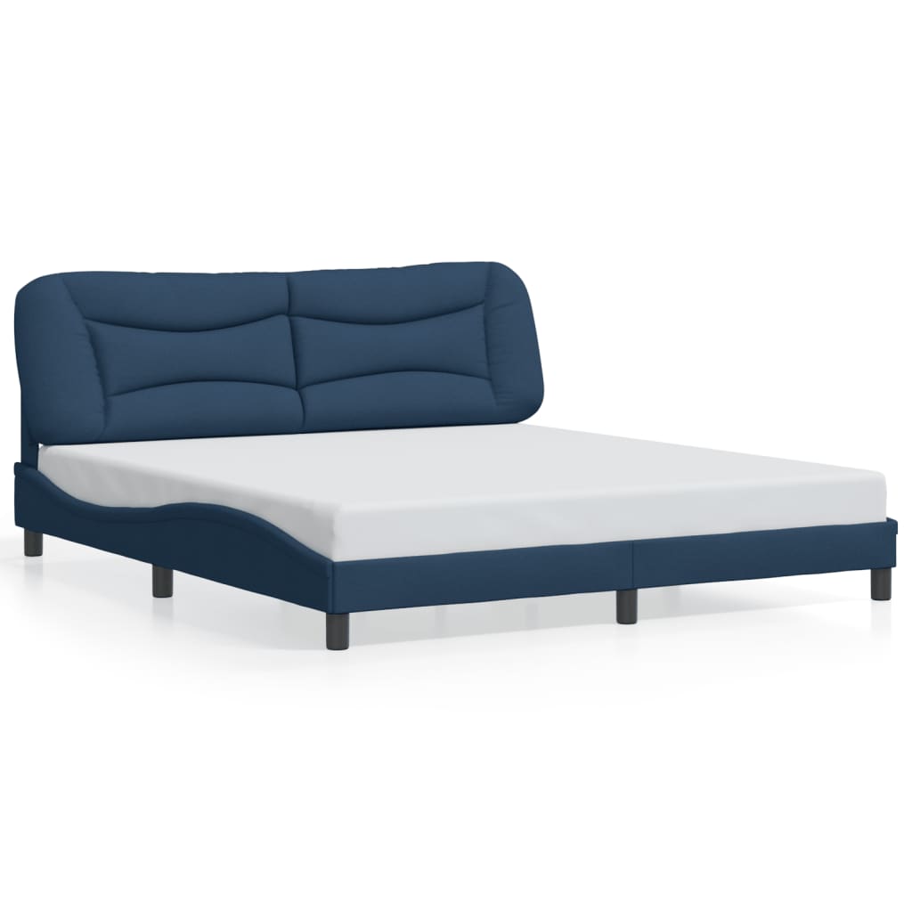 Bed Frame with LED without Mattress "Hvar" Blue 180x200 cm Fabric