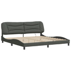 Bed Frame with LED without Mattress "Hvar" Dark Grey 200x200 cm Fabric