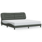 Bed Frame with LED without Mattress "Hvar" Dark Grey 200x200 cm Fabric