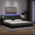 Bed Frame with LED without Mattress "Hvar" Dark Grey 200x200 cm Fabric