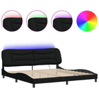 Bed Frame with LED without Mattress "Hvar" Black 200x200 cm Fabric