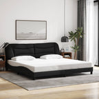 Bed Frame with LED without Mattress "Hvar" Black 200x200 cm Fabric