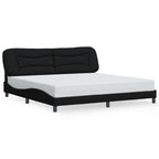 Bed Frame with LED without Mattress "Hvar" Black 200x200 cm Fabric