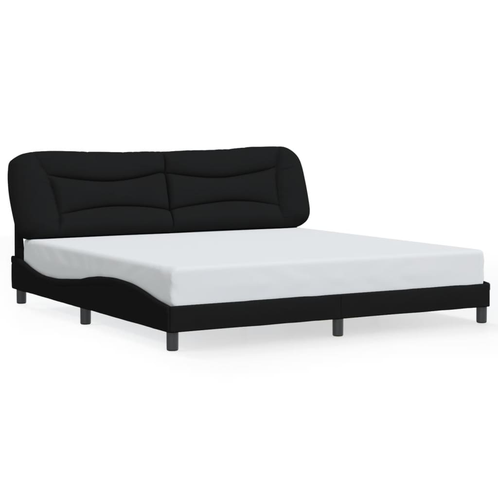 Bed Frame with LED without Mattress "Hvar" Black 200x200 cm Fabric