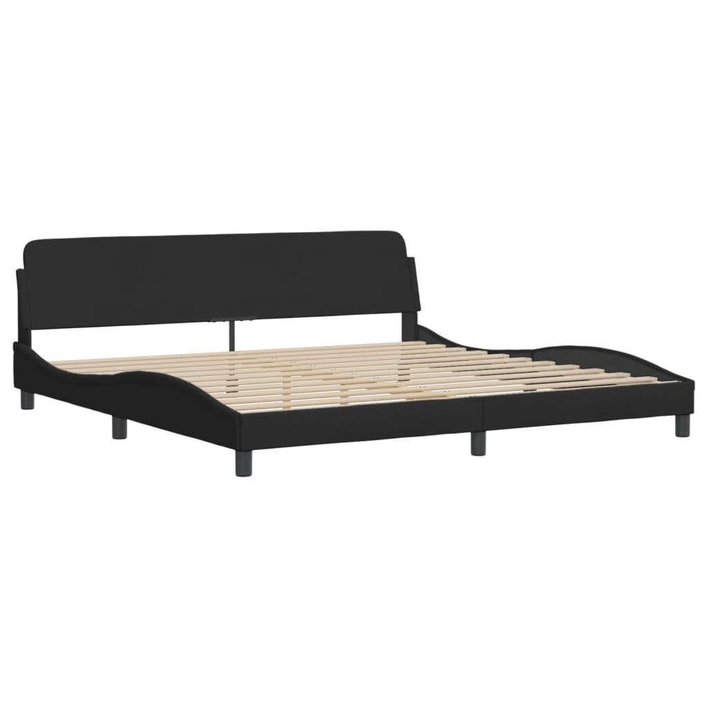 Bed Frame with LED without Mattress "Hvar" Black 200x200 cm Fabric