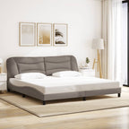 Bed Frame with LED without Mattress "Hvar" Taupe 200x200 cm Fabric