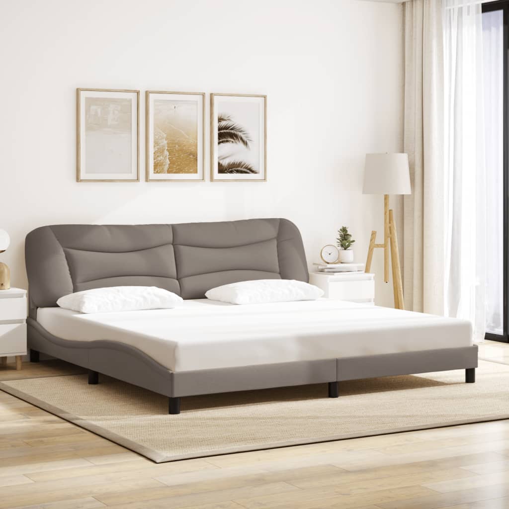 Bed Frame with LED without Mattress "Hvar" Taupe 200x200 cm Fabric