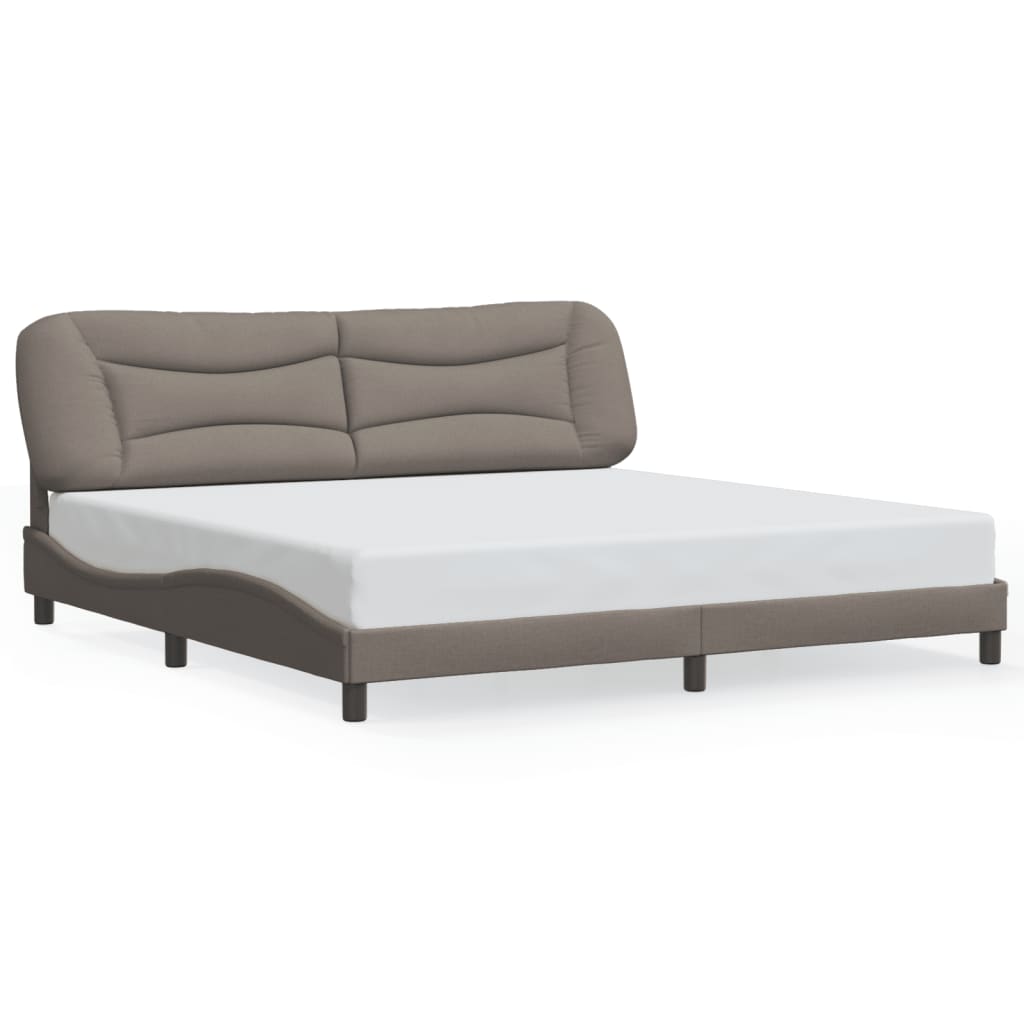 Bed Frame with LED without Mattress "Hvar" Taupe 200x200 cm Fabric