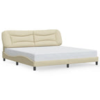 Bed Frame with LED without Mattress "Hvar" Cream 200x200 cm Fabric
