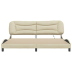 Bed Frame with LED without Mattress "Hvar" Cream 200x200 cm Fabric