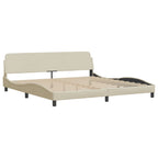 Bed Frame with LED without Mattress "Hvar" Cream 200x200 cm Fabric