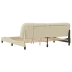 Bed Frame with LED without Mattress "Hvar" Cream 200x200 cm Fabric