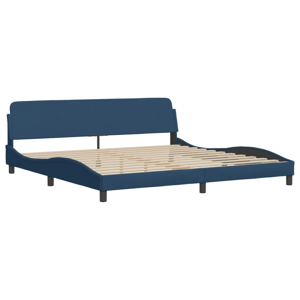 Bed Frame with LED without Mattress "Hvar" Blue 200x200 cm Fabric