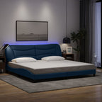 Bed Frame with LED without Mattress "Hvar" Blue 200x200 cm Fabric