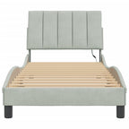 Bed Frame with LED without Mattress "Hanko" Light Grey 80x200 cm Velvet