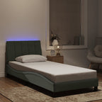 Bed Frame with LED without Mattress "Hanko" Light Grey 80x200 cm Velvet