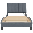 Bed Frame with LED without Mattress "Hanko" Dark Grey 80x200 cm Velvet