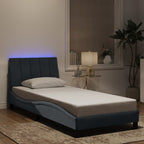 Bed Frame with LED without Mattress "Hanko" Dark Grey 80x200 cm Velvet
