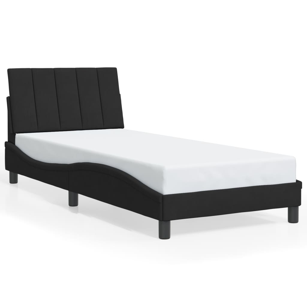 Bed Frame with LED without Mattress "Hanko" Black 80x200 cm Velvet