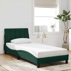 Bed Frame with LED without Mattress "Hanko" Dark Green 80x200 cm Velvet