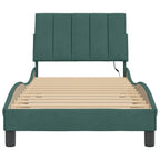 Bed Frame with LED without Mattress "Hanko" Dark Green 80x200 cm Velvet