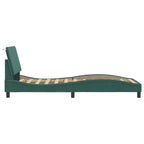Bed Frame with LED without Mattress "Hanko" Dark Green 80x200 cm Velvet