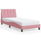 Bed Frame with LED without Mattress "Hanko" Pink 80x200 cm Velvet