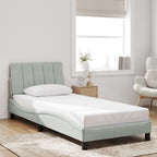 Bed Frame with LED without Mattress "Hanko" Light Grey 90x190 cm Velvet