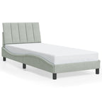 Bed Frame with LED without Mattress "Hanko" Light Grey 90x190 cm Velvet