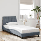 Bed Frame with LED without Mattress "Hanko" Dark Grey 90x190 cm Velvet