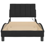 Bed Frame with LED without Mattress "Hanko" Black 90x190 cm Velvet