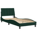 Bed Frame with LED without Mattress "Hanko" Dark Green 90x190 cm Velvet
