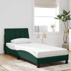 Bed Frame with LED without Mattress "Hanko" Dark Green 90x190 cm Velvet