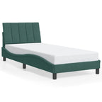 Bed Frame with LED without Mattress "Hanko" Dark Green 90x190 cm Velvet