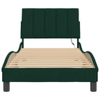 Bed Frame with LED without Mattress "Hanko" Dark Green 90x190 cm Velvet
