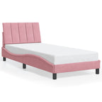 Bed Frame with LED without Mattress "Hanko" Pink 90x190 cm Velvet