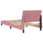 Bed Frame with LED without Mattress "Hanko" Pink 90x190 cm Velvet